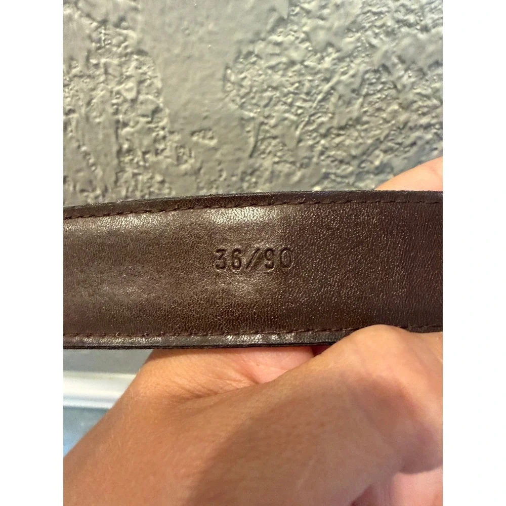 Vintage Brown Croc Embossed Bonded Leather Belt Gold Buckle Made in USA 36/90